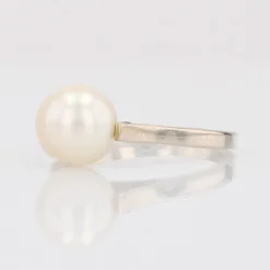 Best Pamono Modern 18 Karat White Gold Cultured Pearl Solitaire Ring