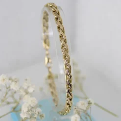 Pamono Modern 18 Karat Yellow Gold Oval Twisted Links Bracelet><noscript><img width=