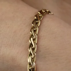 Pamono Modern 18 Karat Yellow Gold Oval Twisted Links Bracelet><noscript><img width=