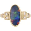 Outlet Pamono Modern Black Opal and Diamonds Geometric Ring in 18 Karat Yellow Gold