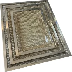 Pamono Modern Brass and Acrylic Trays in the style of Dior Home, 1970s, Set of 3> Trays