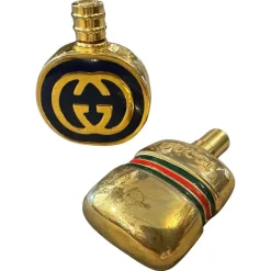 Pamono Modern Brass and Enamel Scent Bottles from Gucci, 1980s, Set of 2