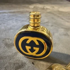 Pamono Modern Brass and Enamel Scent Bottles from Gucci, 1980s, Set of 2