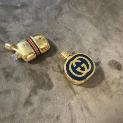 Pamono Modern Brass and Enamel Scent Bottles from Gucci, 1980s, Set of 2