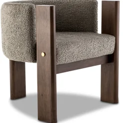 Outlet Pamono Modern Brass and Grey Boucle Malta 3 Leg Dining Chair by Egg Designs