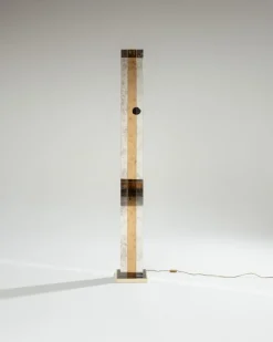 Sale Pamono Modern Brass and Mirror Floor Lamp, 1970s