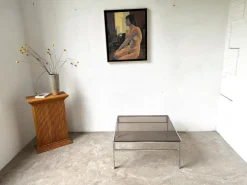 Pamono Modern Chrome and Smoked Glass Coffee Table, 1970><noscript><img width=