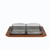 Sale Pamono Modern Danish Teak Serving Tray with Glass Bowls by Wiggers, Denmark, 1960s, Set of 3