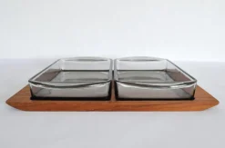 Sale Pamono Modern Danish Teak Serving Tray with Glass Bowls by Wiggers, Denmark, 1960s, Set of 3