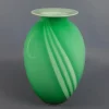 Clearance Pamono Modern Green and White Striped Murano Glass Vase by Carlo Moretti, 1970s