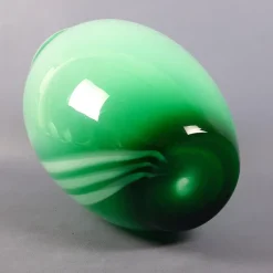 Clearance Pamono Modern Green and White Striped Murano Glass Vase by Carlo Moretti, 1970s