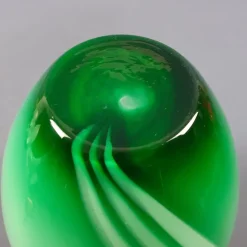 Clearance Pamono Modern Green and White Striped Murano Glass Vase by Carlo Moretti, 1970s