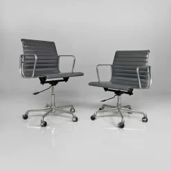 New Pamono Modern Italian Leather Office Chairs by Charles and Ray Eames for ICF, 1970s, Set of 2