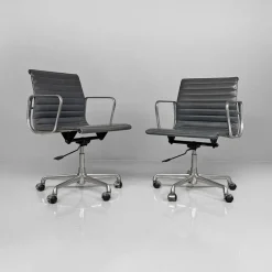 New Pamono Modern Italian Leather Office Chairs by Charles and Ray Eames for ICF, 1970s, Set of 2