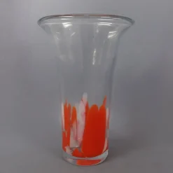Clearance Pamono Modern Red and White Spotted Murano Glass Vase, 1970s