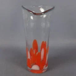Clearance Pamono Modern Red and White Spotted Murano Glass Vase, 1970s