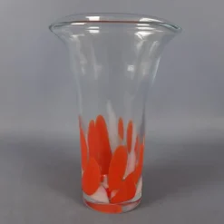 Clearance Pamono Modern Red and White Spotted Murano Glass Vase, 1970s