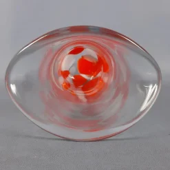 Clearance Pamono Modern Red and White Spotted Murano Glass Vase, 1970s