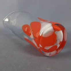 Clearance Pamono Modern Red and White Spotted Murano Glass Vase, 1970s