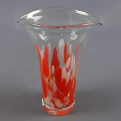Clearance Pamono Modern Red and White Spotted Murano Glass Vase, 1970s
