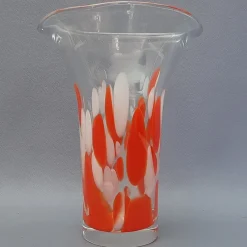 Clearance Pamono Modern Red and White Spotted Murano Glass Vase, 1970s