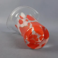 Clearance Pamono Modern Red and White Spotted Murano Glass Vase, 1970s