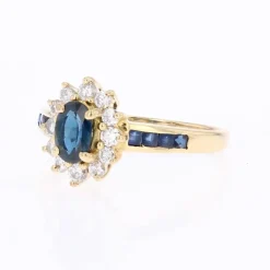 New Pamono Modern Sapphire and Diamonds Ring in 18 Karat Yellow Gold