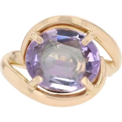 Pamono Modern Second-Hand Amethyst 18 Karat Yellow Gold Swirl Ring> Rings