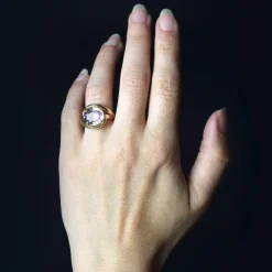 Pamono Modern Second-Hand Amethyst 18 Karat Yellow Gold Swirl Ring><noscript><img width=
