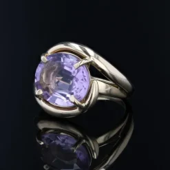 Pamono Modern Second-Hand Amethyst 18 Karat Yellow Gold Swirl Ring><noscript><img width=