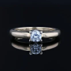 Online Pamono Modern Second-Hand Diamond 18 Karat Yellow Gold Solitaire Ring