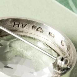 Pamono Modern Silver and Rock Crystal Brooch by Anders Högberg, 1972><noscript><img width=