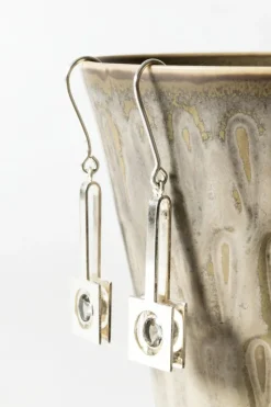 Sale Pamono Modern Silver and Rock Crystal Earrings, 1960s, Set of 2