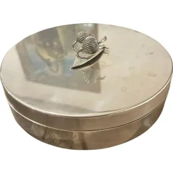 Pamono Modern Silver Plated Round Jewelry Box by Renzo Casati Firenze, 1970s> Dinnerware Accessories