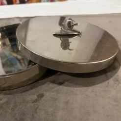 Pamono Modern Silver Plated Round Jewelry Box by Renzo Casati Firenze, 1970s><noscript><img width=
