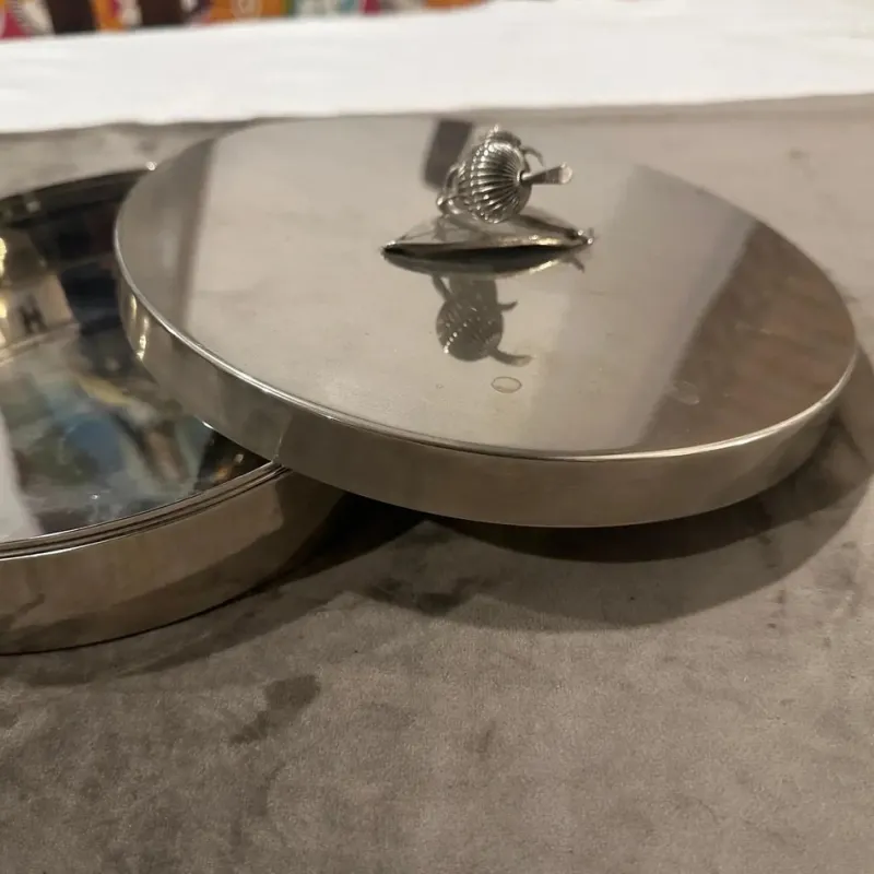 Pamono Modern Silver Plated Round Jewelry Box by Renzo Casati Firenze, 1970s> Dinnerware Accessories