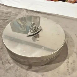 Pamono Modern Silver Plated Round Jewelry Box by Renzo Casati Firenze, 1970s><noscript><img width=