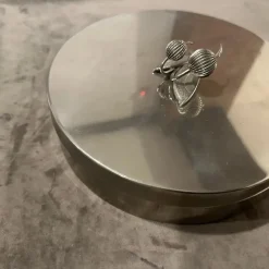 Pamono Modern Silver Plated Round Jewelry Box by Renzo Casati Firenze, 1970s><noscript><img width=