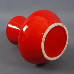Pamono Modern Space Age Red Ceramic Vase by Pietro Arosio for Parravicini, 1970s><noscript><img width=