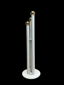 Pamono Modern Style White Steel and Gold Fireplace Tools in Holder, 1970s, Set of 4> Fireplaces And Mantels