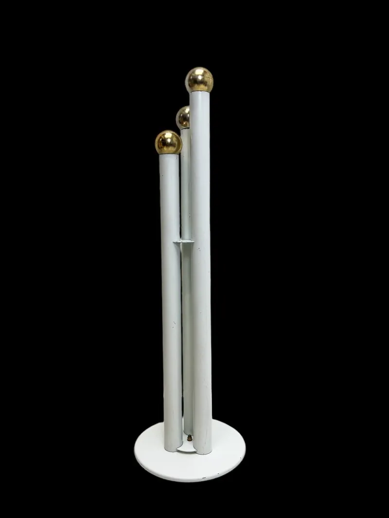 Pamono Modern Style White Steel and Gold Fireplace Tools in Holder, 1970s, Set of 4> Fireplaces And Mantels