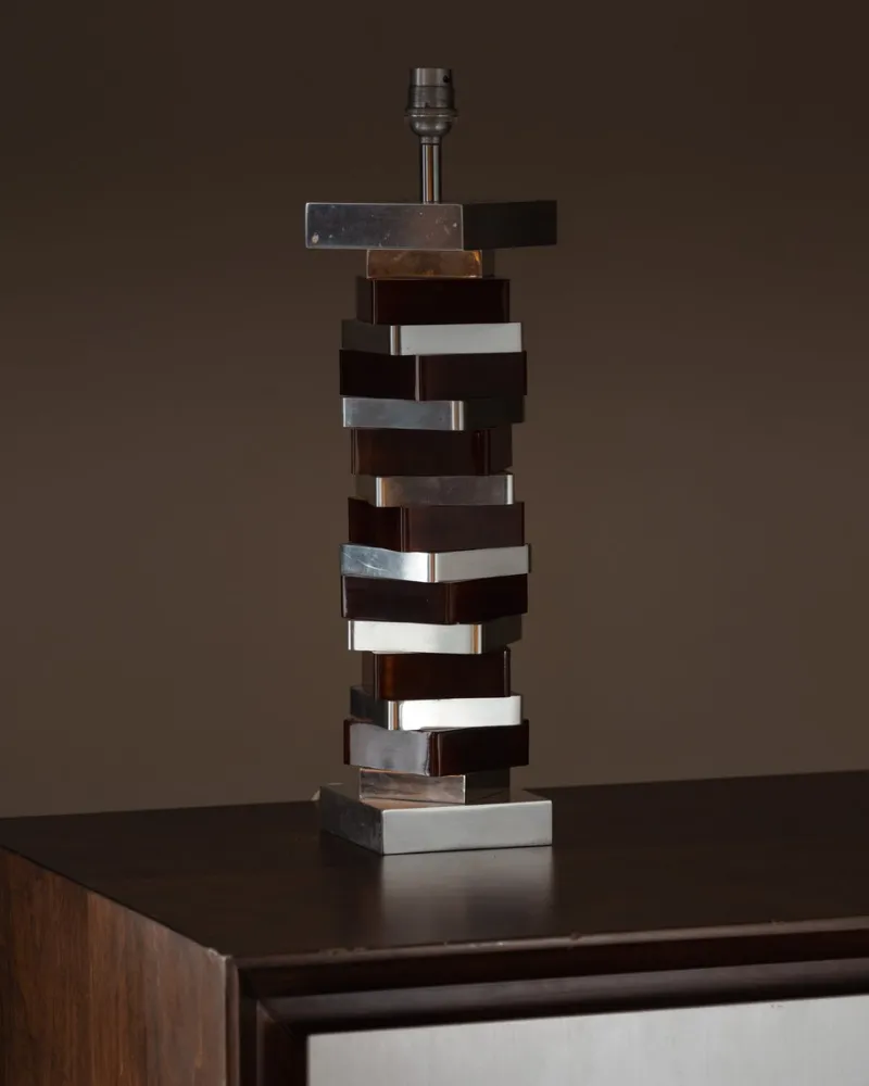 Pamono Modernist Aluminum and Resin Lamp, 1970s> Table Lamps