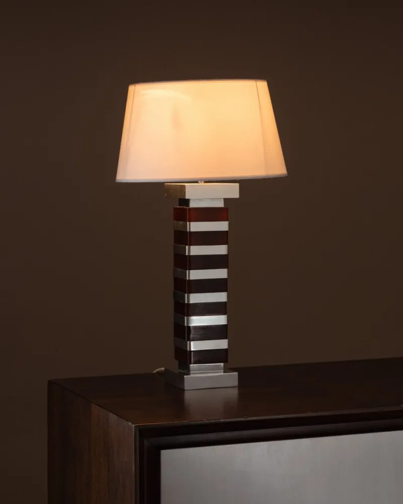 Pamono Modernist Aluminum and Resin Lamp, 1970s> Table Lamps