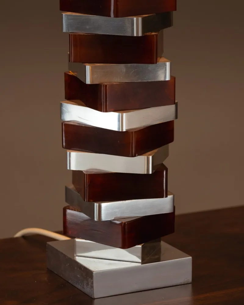 Pamono Modernist Aluminum and Resin Lamp, 1970s> Table Lamps