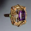Pamono Modernist Art Nouveau Amethyst Ring with Enamel and Diamonds, 1900s> Rings