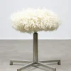 Pamono Modernist Bauhaus Swivel Stool in Chrome and Sheepskin, 1950s> Office Chairs