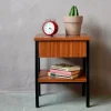 Pamono Modernist Bedside Table in Wood and Metal, 1960s> Nightstands