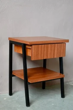 Pamono Modernist Bedside Table in Wood and Metal, 1960s><noscript><img width=