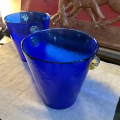 Hot Pamono Modernist Blue and Yellow Murano Glass Wine Coolers in the style of Venini, 1980s, Set of 2