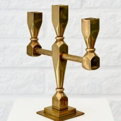 Online Pamono Modernist Brass Candelabra from Metallöjden Gusum, Sweden, 1960s
